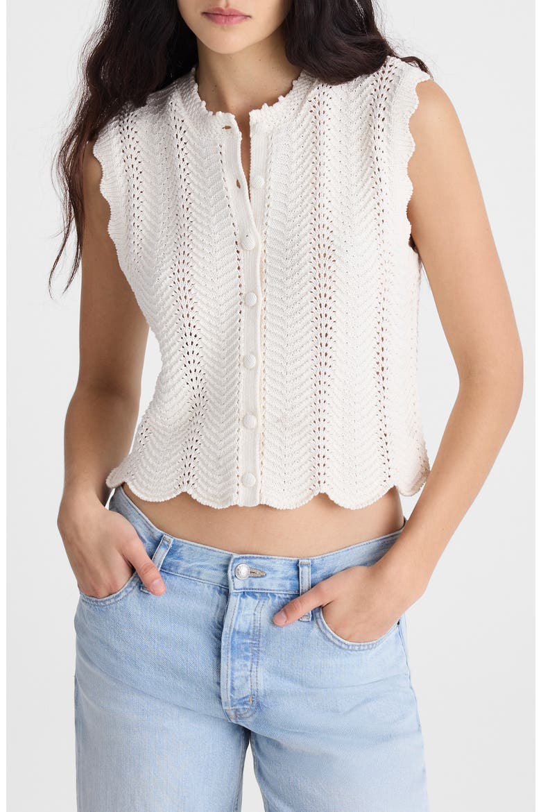 Wavy Knit Button-Up Shell, Main, color, VINTAGE IVORY