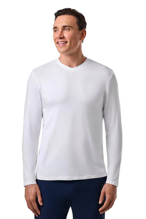 Men's V-Neck Long Sleeve T-Shirt - UPF 50+ Sun Protection - Morada