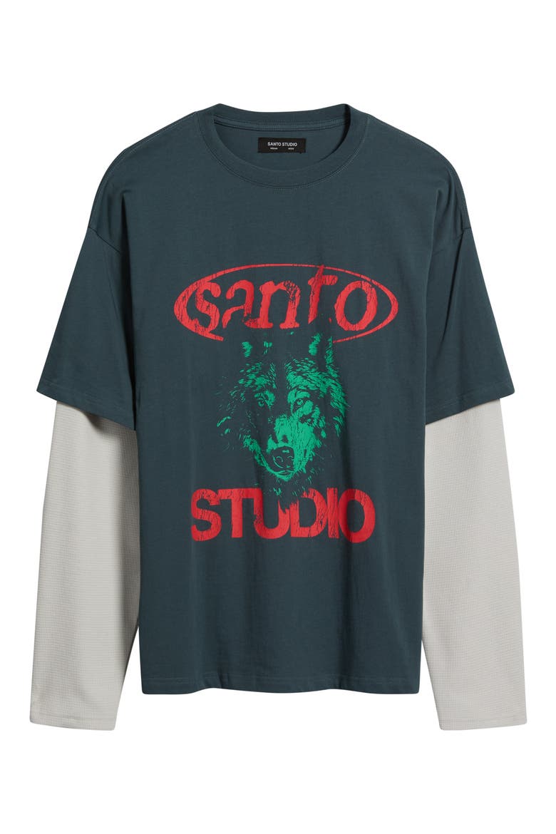 Wolf Layered Graphic T-Shirt, Alternate, color, BATTLE GREY