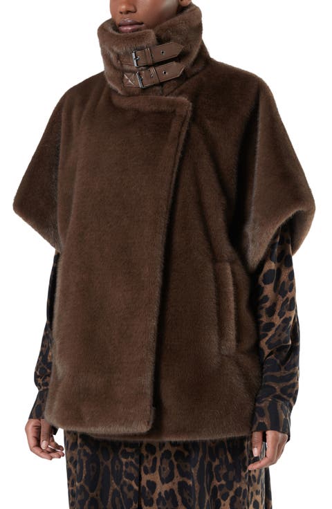 Zenit Short Sleeve Faux Fur Coat (Plus)