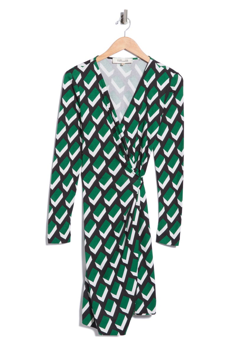 Jazmine Silk Wrap Dress, Main, color, BLOCKS GREEN