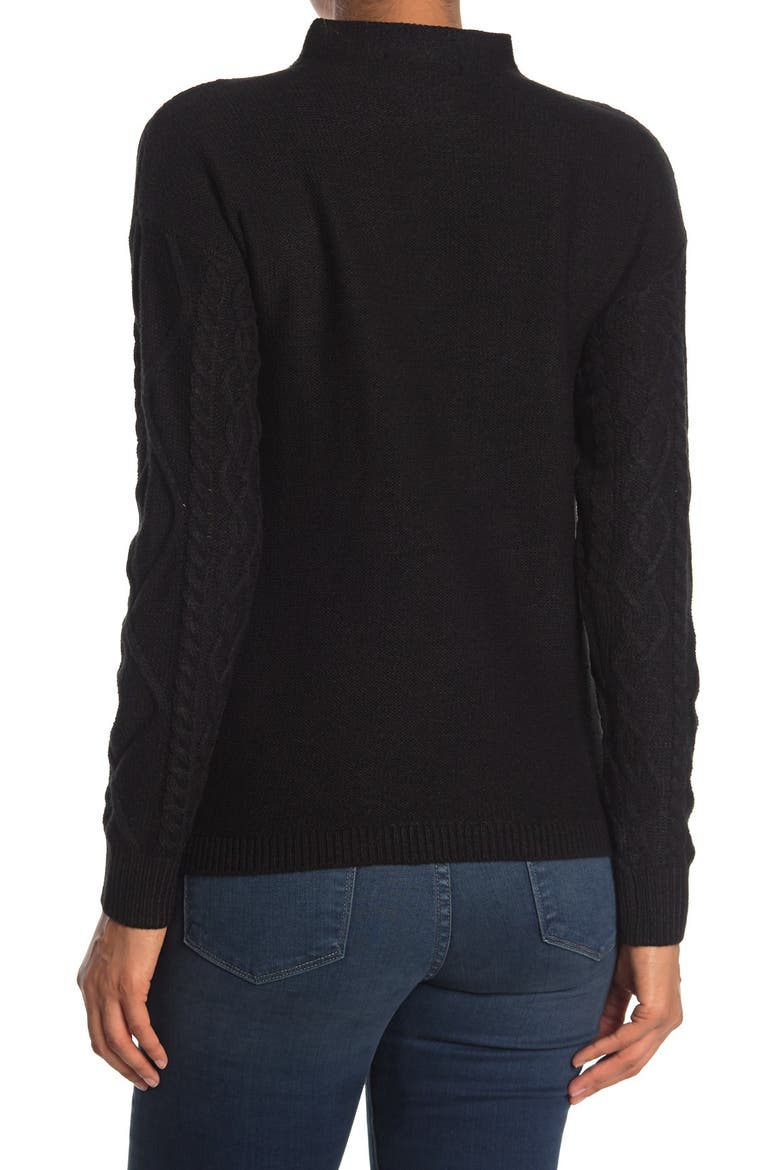 St. Moritz Textured Mock Neck Sweater, Alternate, color, BLACK