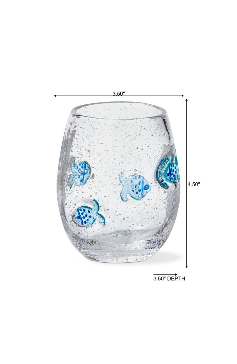 tag Fish Bubble Glass Stemless Wine Glass - Blue Everyday Drinkware, Alternate, color, Blue