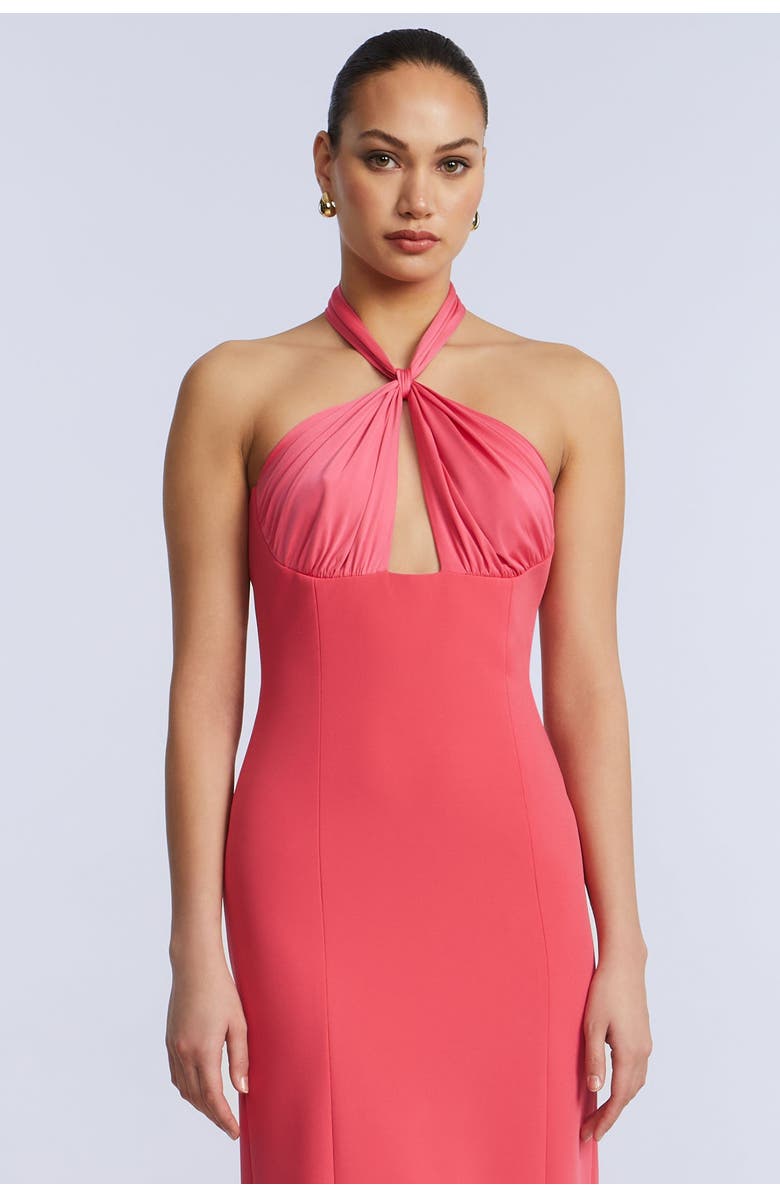 BCBGMAXAZRIA Midi Dress With A Twist, Alternate, color, Cherry Blossom