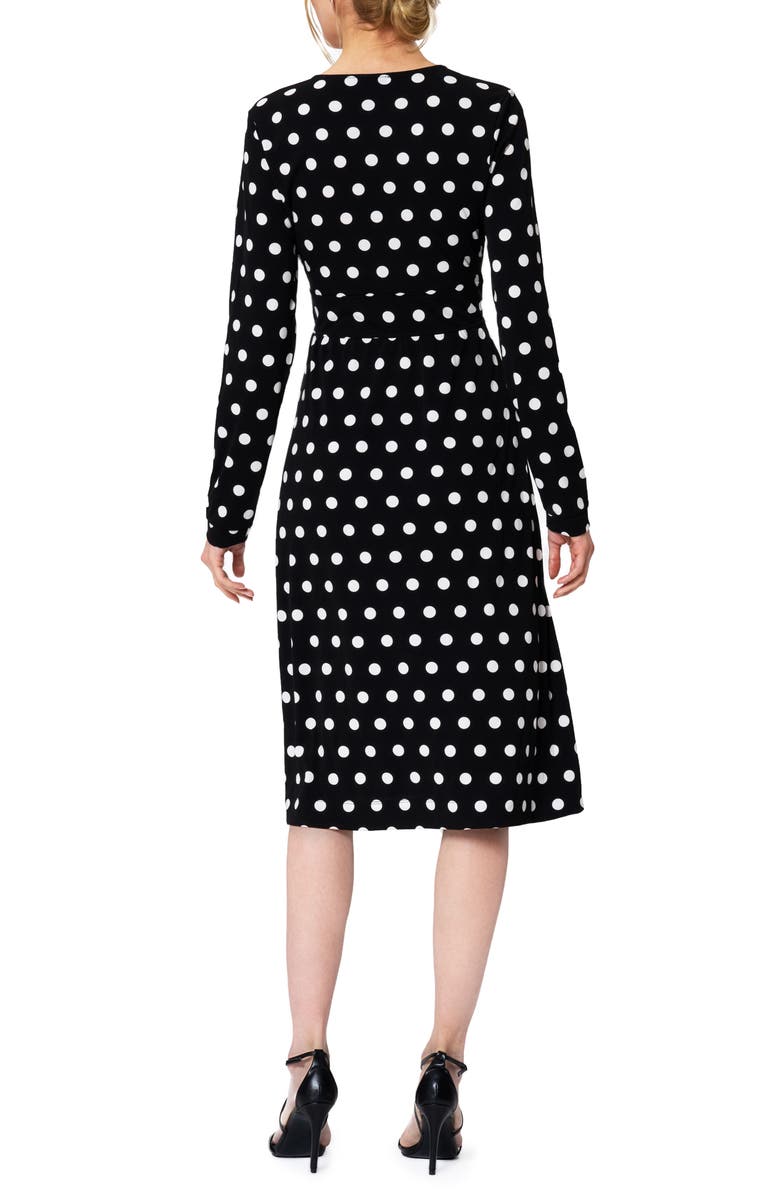 Leota Juliana Polka Dot Long Sleeve Midi Dress, Alternate, color,