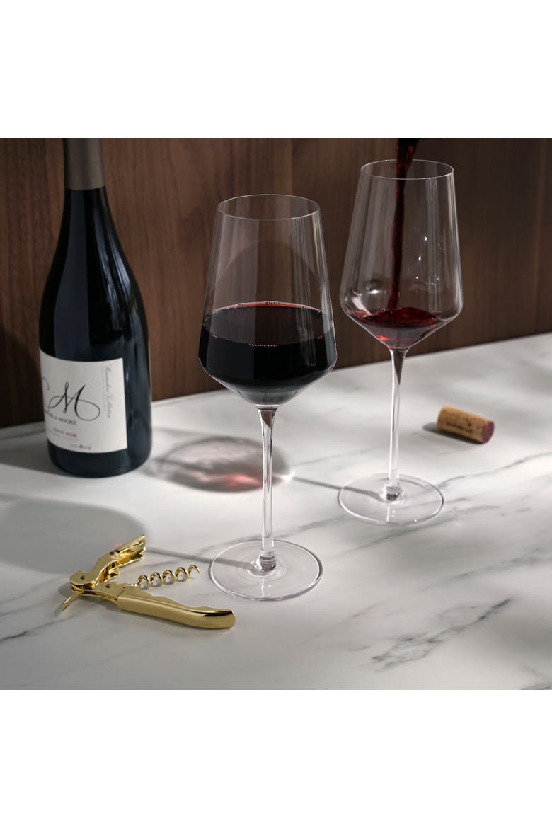 Raye Crystal Angled Bordeaux Glasses & Corkscrew Gift Box Set of 3, Alternate, color, Clear