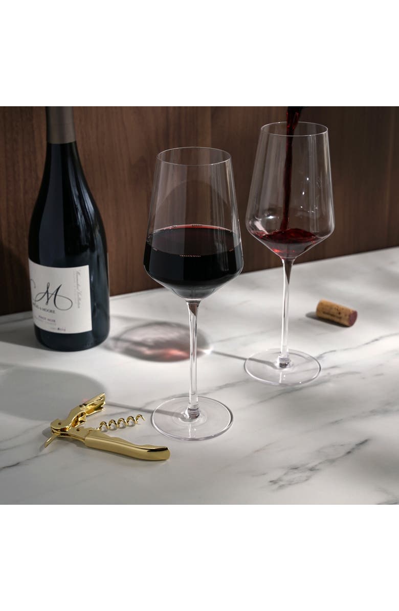 Viski Raye Crystal Angled Bordeaux Glasses & Corkscrew Gift Box Set of 3, Alternate, color, Clear