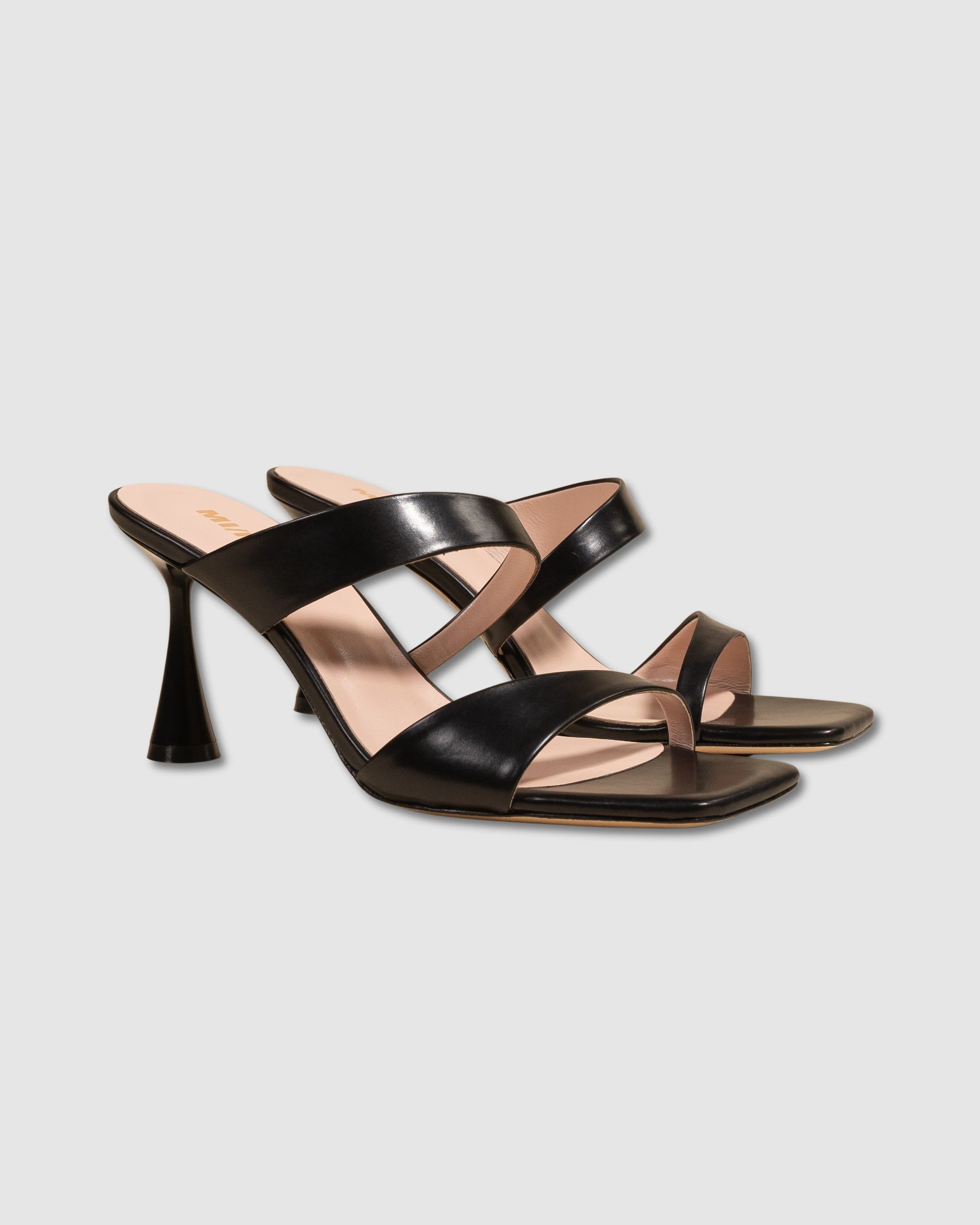 Tara Square Toe High Heel Mule Sandal, Alternate, color, BLACK