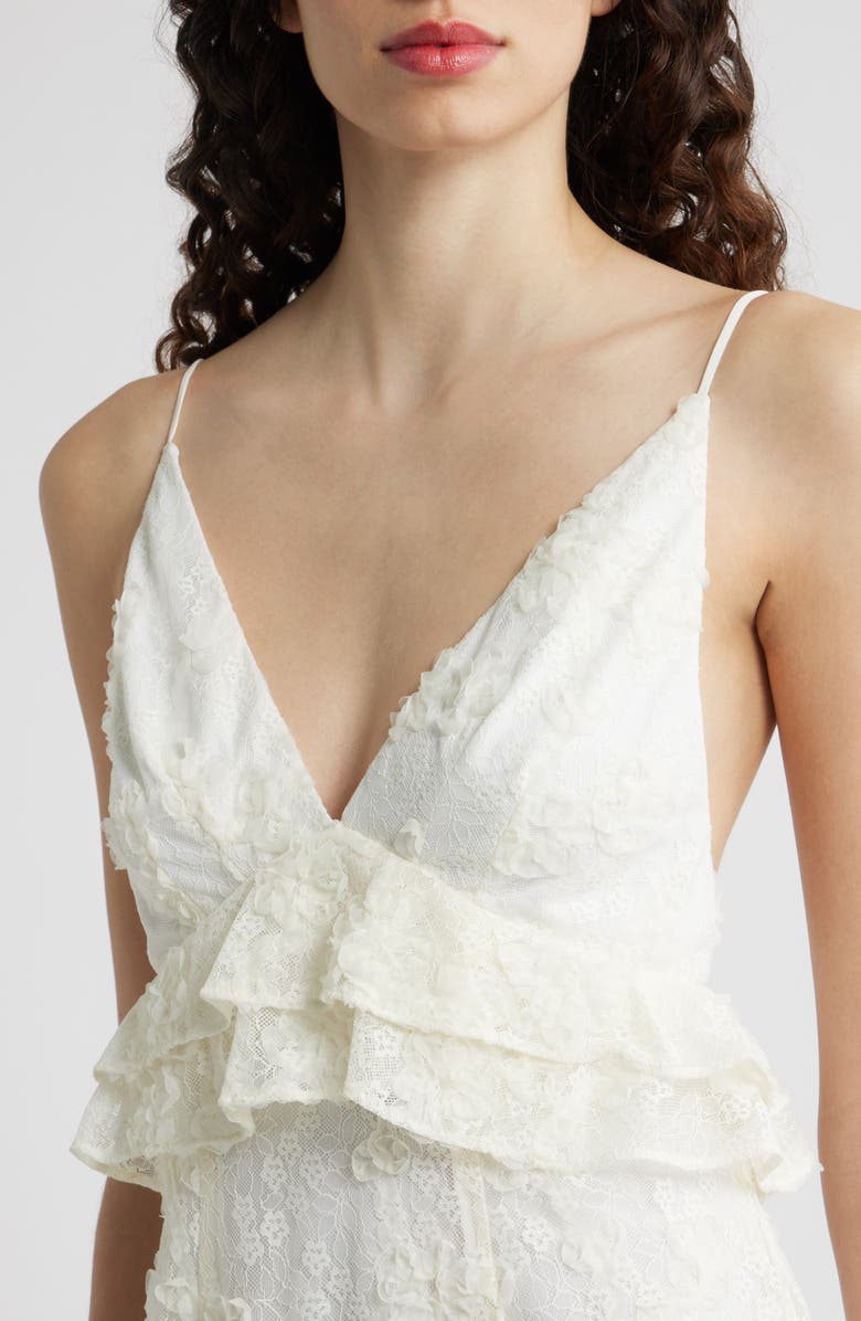 Black Halo Eris Floral Lace Tiered Gown, Alternate, color, Cream