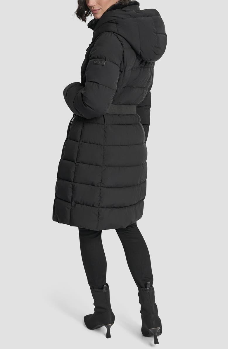 DKNY Belted Puffer Coat with Inset Quilted Bib, Alternate, color, 