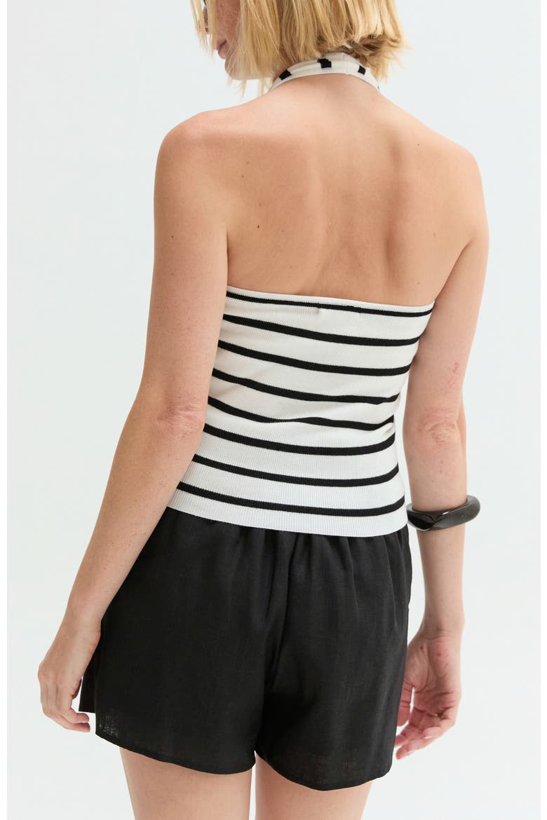 Halter Stripe Knit Top, Alternate, color, White/Black