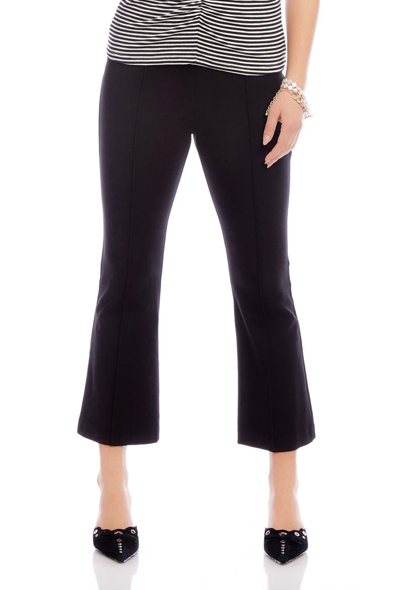 Sigourney Pintuck Crop Stretch Twill Pants, Main, color, BLACK