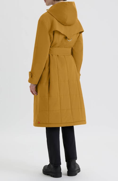 Hunter Violet Hooded Long Trench Coat In Yellow