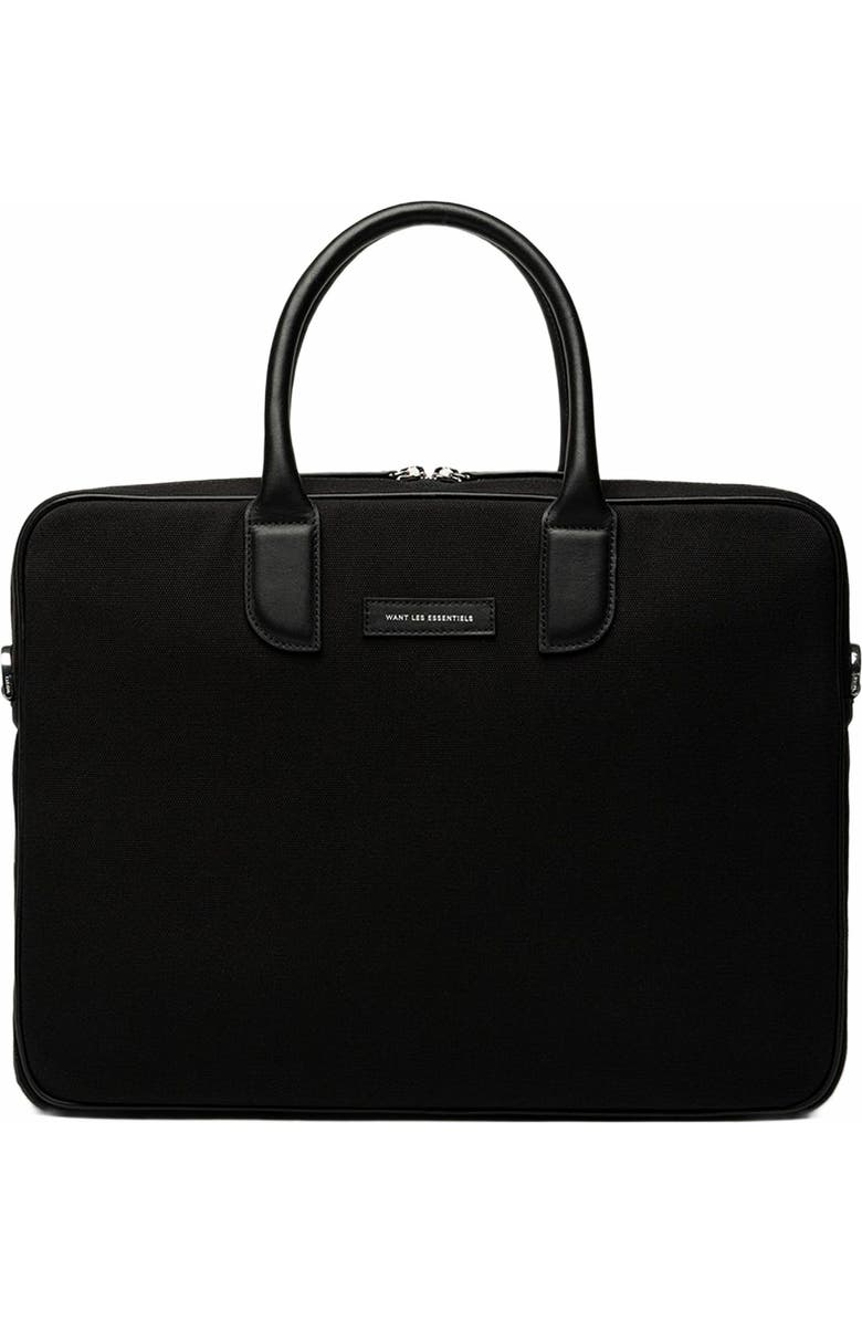 WANT Les Essentiels Lesage Organic Cotton Canvas Computer Bag, Main, color, Black