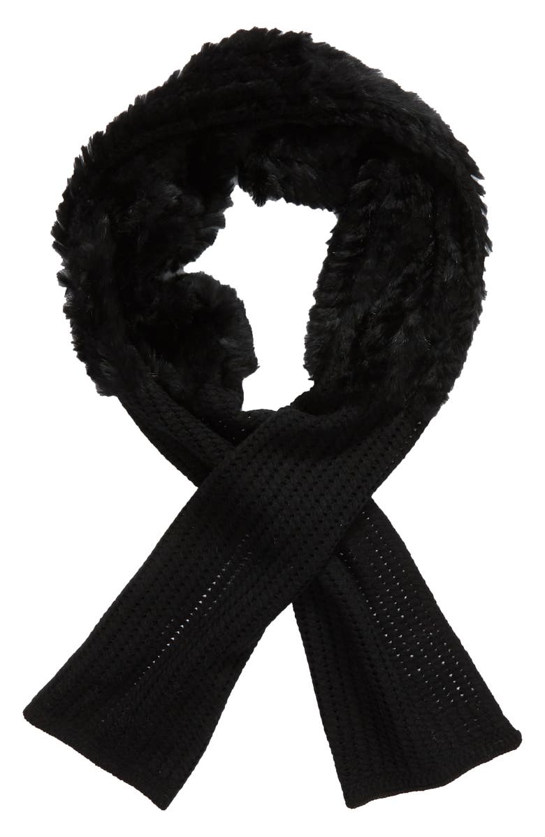 La Fiorentina Genuine Rabbit Fur & Acrylic Knit Scarf, Alternate, color, 