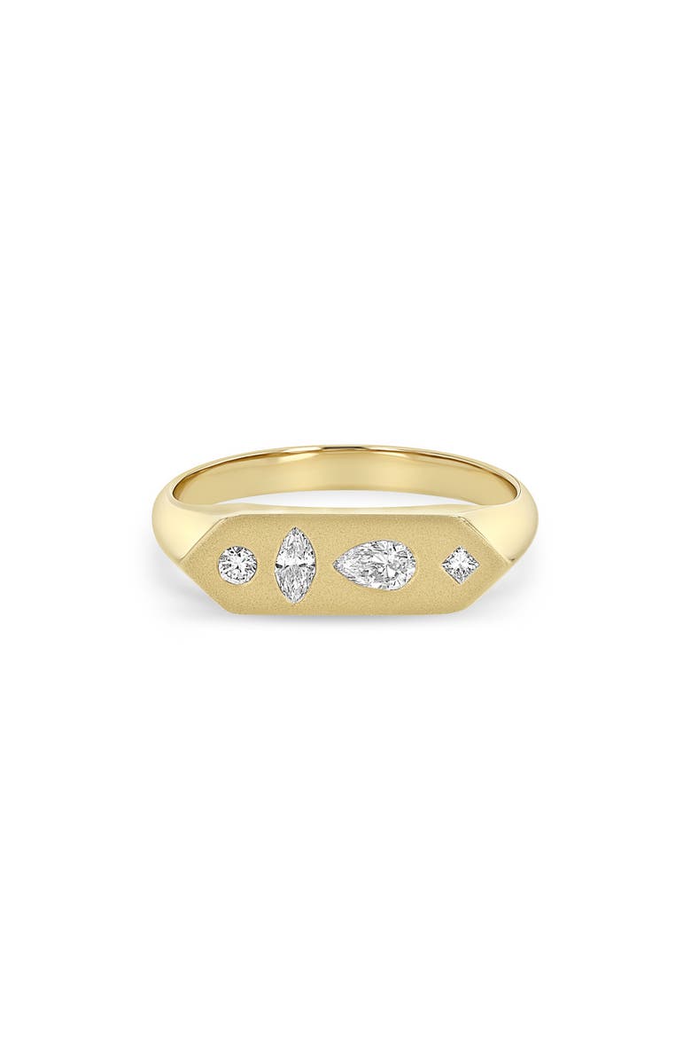 Zoë Chicco Mosaic Bar Diamond Signet Ring, Main, color, 14K Yellow Gold