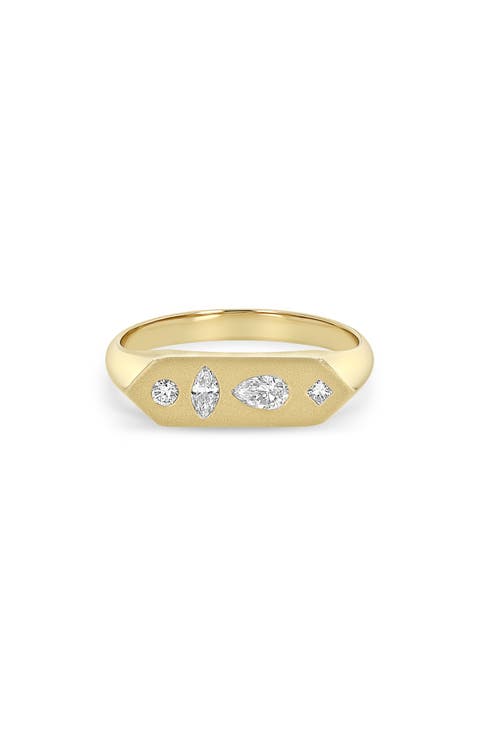 Mosaic Bar Diamond Signet Ring