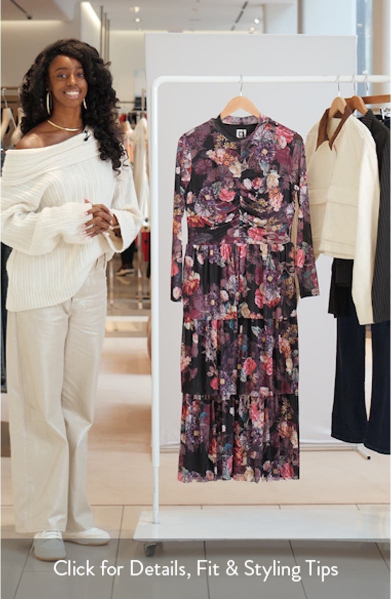 Floral Print Long Sleeve Dress, sales video thumbnail