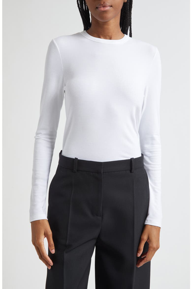 Luxe Long Sleeve Crewneck Top, Main, color, OPTIC WHITE