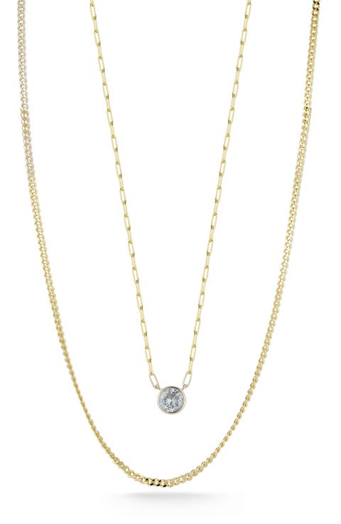 14K Gold Plate Sterling Silver Cubic Pendant Necklace