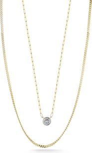 CHLOE AND MADISON 14K Gold Plate Sterling Silver Cubic Pendant Necklace