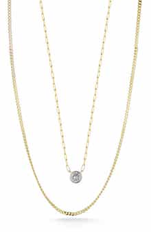 14K Gold Plate Sterling Silver Cubic Pendant Necklace