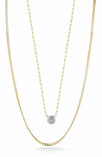 14K Gold Plate Sterling Silver Cubic Pendant Necklace