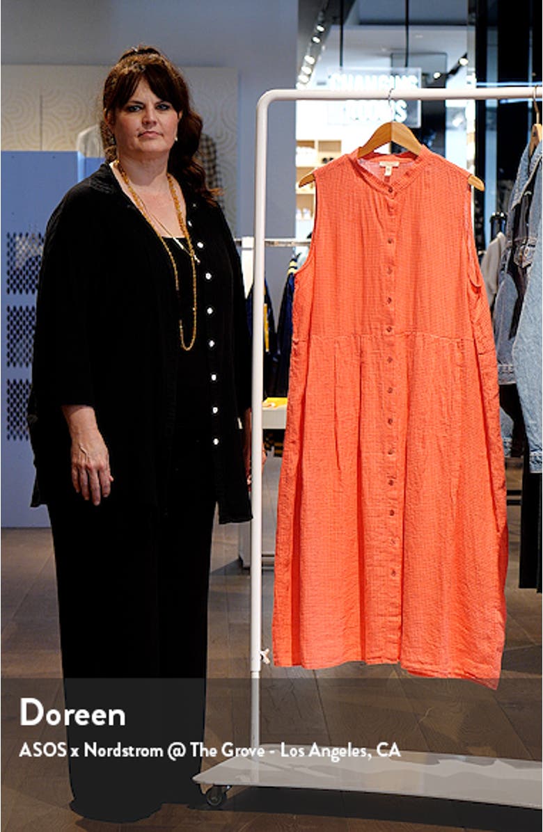 Band Collar Sleeveless Organic Linen Shirtdress, sales video thumbnail