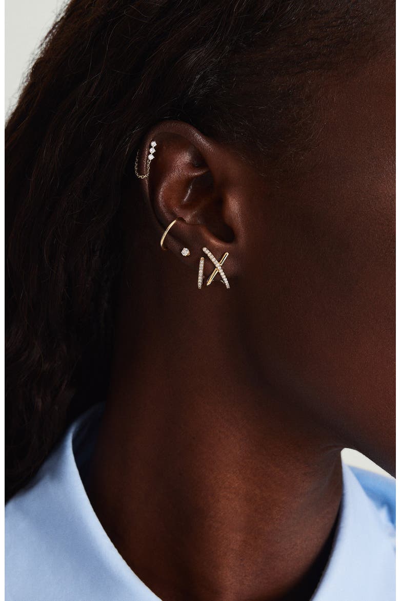 Pavé Diamond X Oversized Stud Earrings, Alternate, color, Yellow Gold