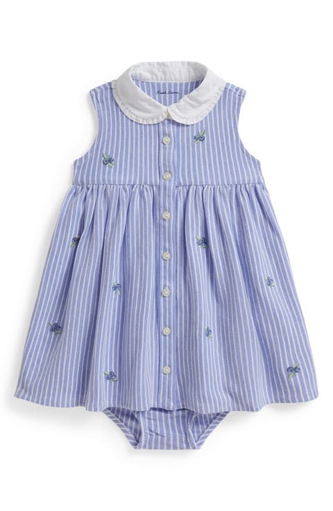 Blueberry Oxford Cotton Dress & Bloomers Set (Baby)