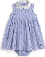 Ralph Lauren Blueberry Oxford Cotton Dress & Bloomers Set