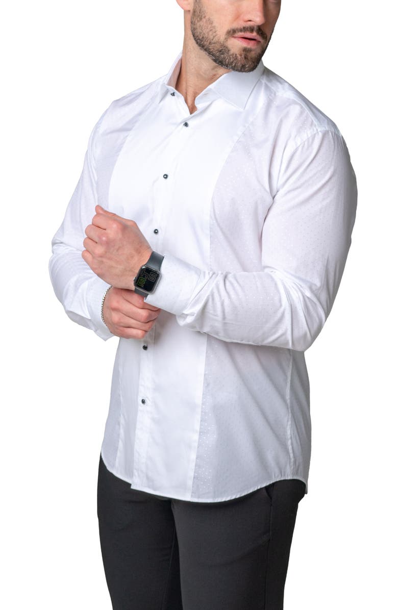 Maceoo Ceremony Dou Paneled Regular Fit Cotton Button-Up Shirt, Alternate, color, 