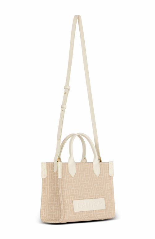 Balmain B-army Small Monogrammed Canvas And Leather Tote Bag