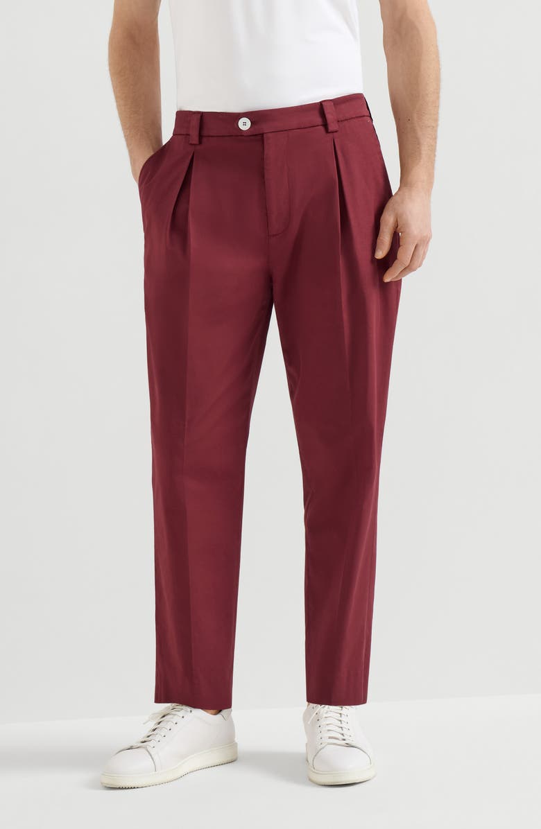Brunello Cucinelli Trousers with tee holder, Alternate, color, Cherry
