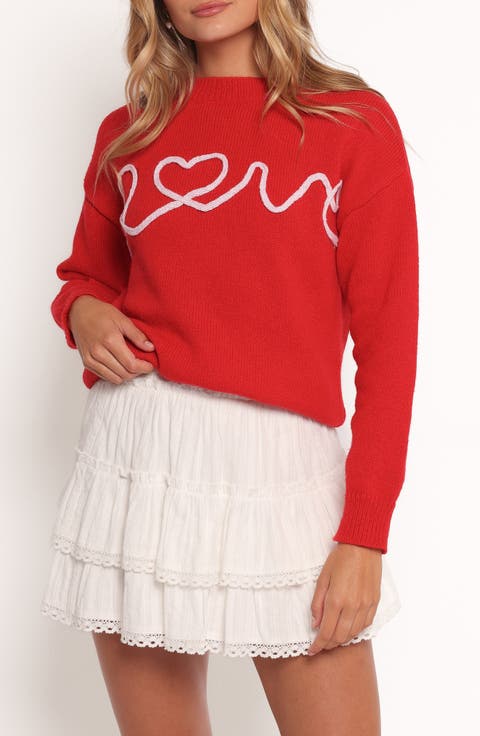Love Embroidered Graphic Crewneck Sweater