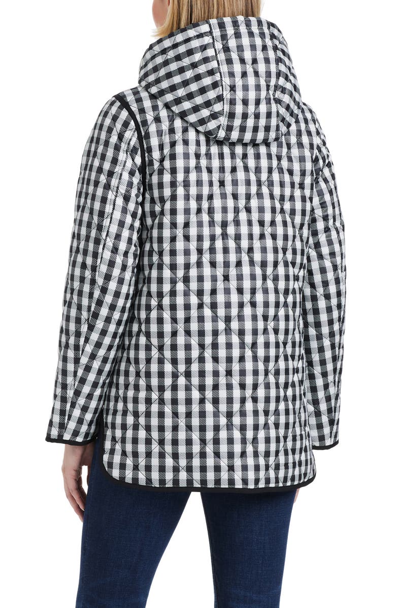 Kate Spade New York spade flower water resistant gingham quilted jacket, Alternate, color, Gingham Field Small