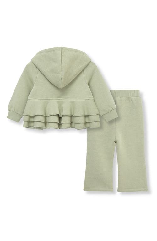 Habitual Kids Ruffle Trim Hoodie & Sweatpants Set In Green