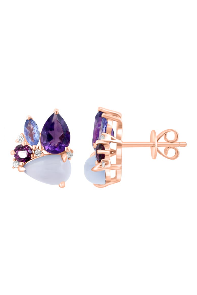 14K Gold Gemstone Earrings, Alternate, color, PURPLE