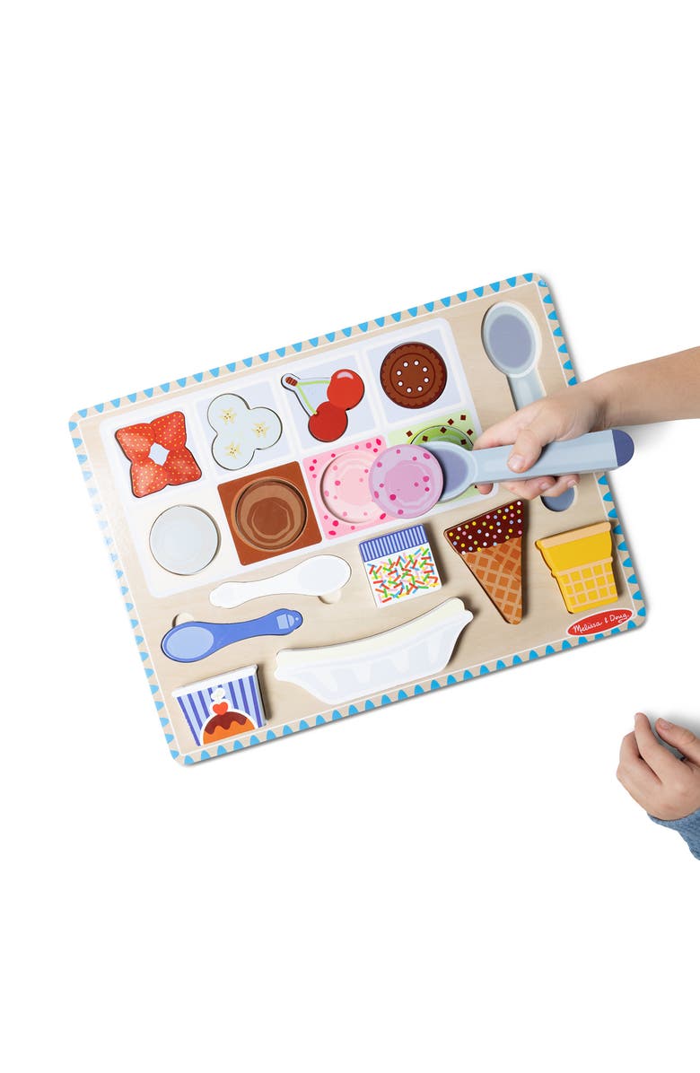 Melissa & Doug Wooden Magnetic Ice Cream 16-Piece Puzzle & Playset, Alternate, color,