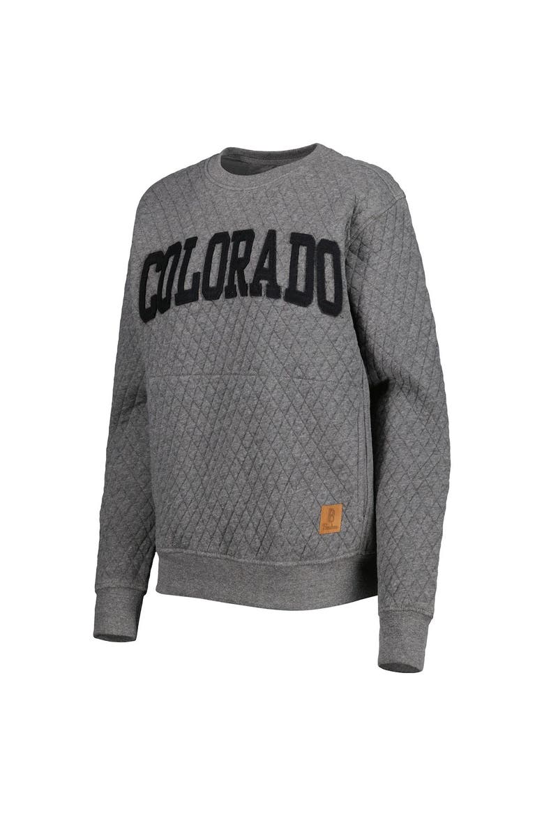 Women's Pressbox Heather Charcoal Colorado Buffaloes Moose Quilted Pullover Sweatshirt, Alternate, color, Heather Gray