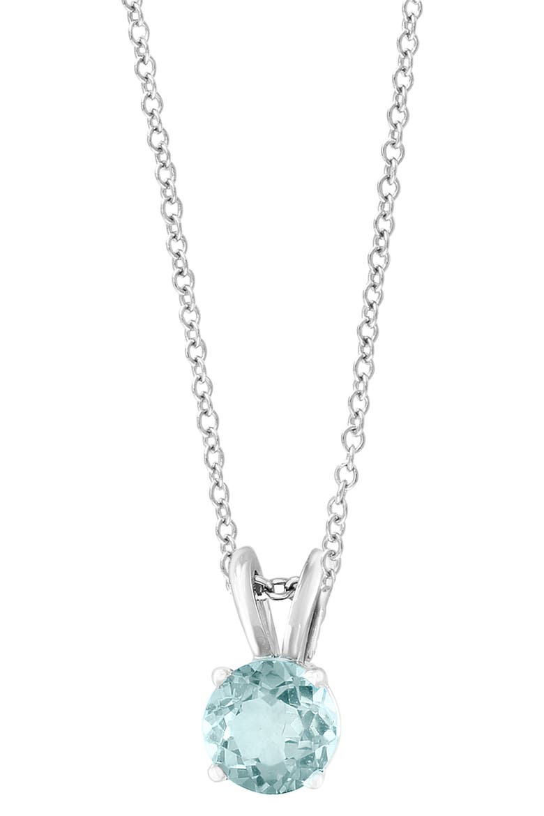14K White Gold Aquamarine Pendant Necklace, Main, color, BLUE