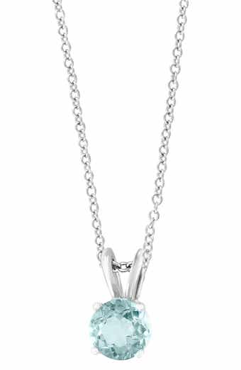 14K White Gold Aquamarine Pendant Necklace