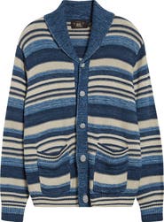 Double RL Indigo Stripe Cotton & Linen Cardigan