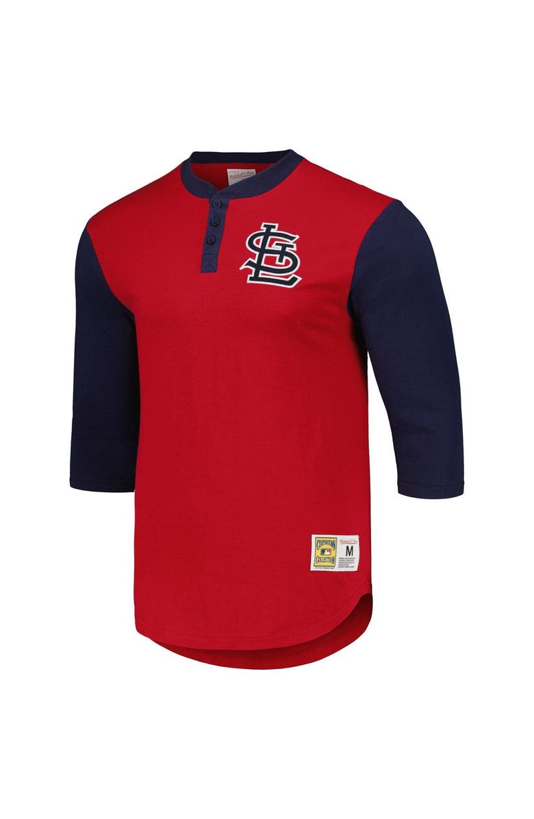 Mitchell & Ness Men's Mitchell & Ness Red St. Louis Cardinals Cooperstown Collection Legendary Slub Henley 3/4-Sleeve T-Shirt, Alternate, color, Red