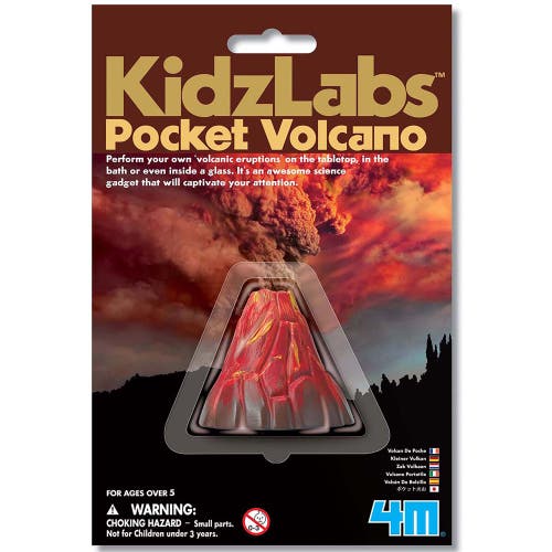 4M Kidzlabs Pocket Volcano Create Mini Eruptions, Baking Soda Reactions in Multicolored 