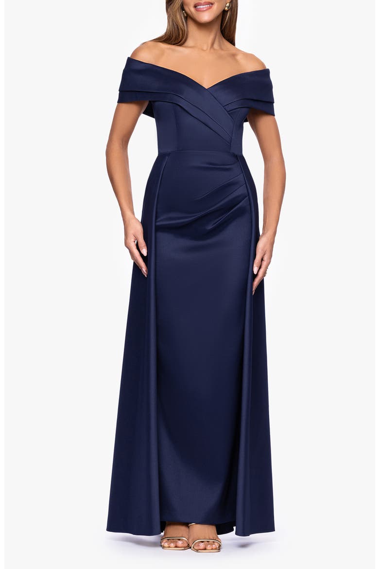 Off the Shoulder Mikado Gown, Main, color, NAVY
