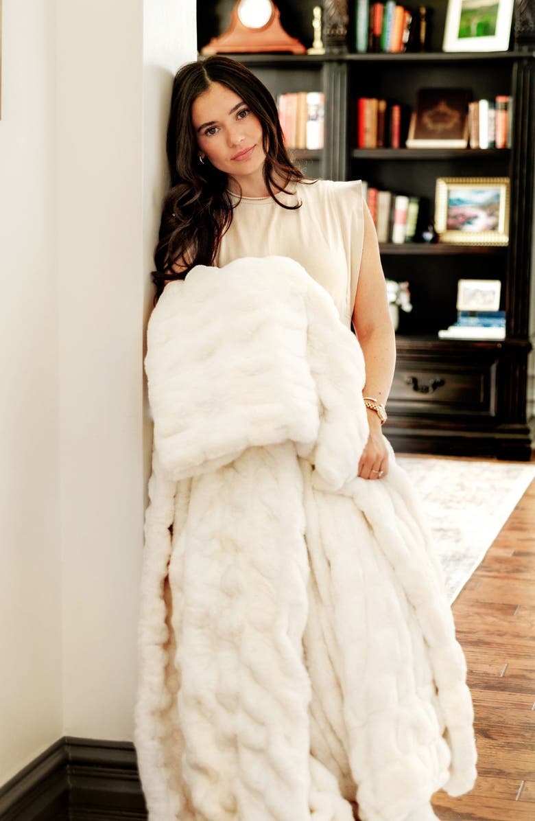 Minky Couture Hugs Cream Blanket, Main, color, 