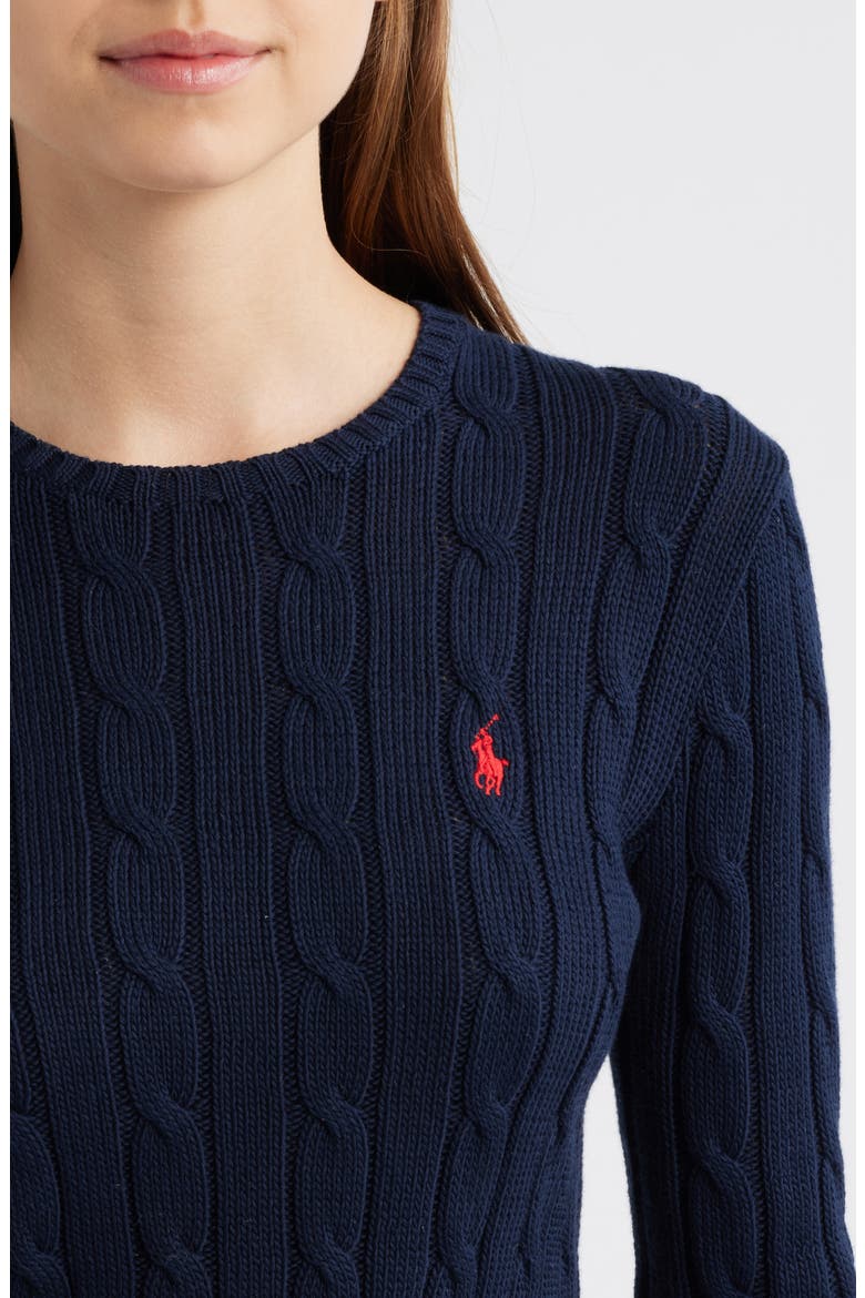 Cotton Cable Knit Sweater, Alternate, color, BLUE
