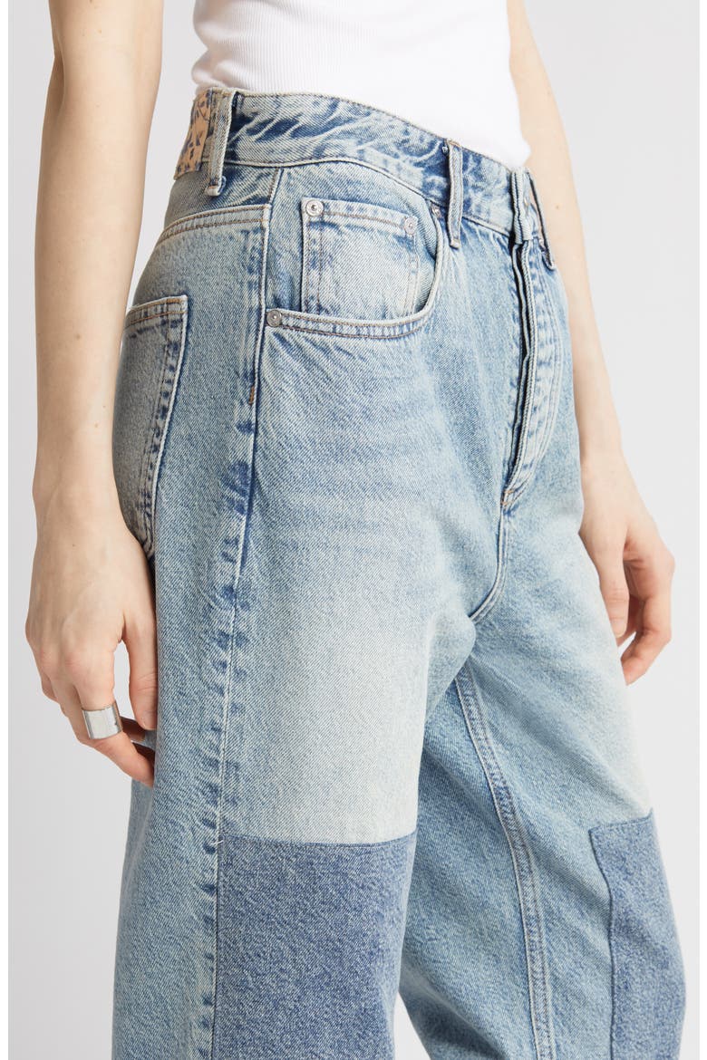 Clove Patched High Waist Relaxed Straight Leg Jeans, Alternate, color, NOMAD