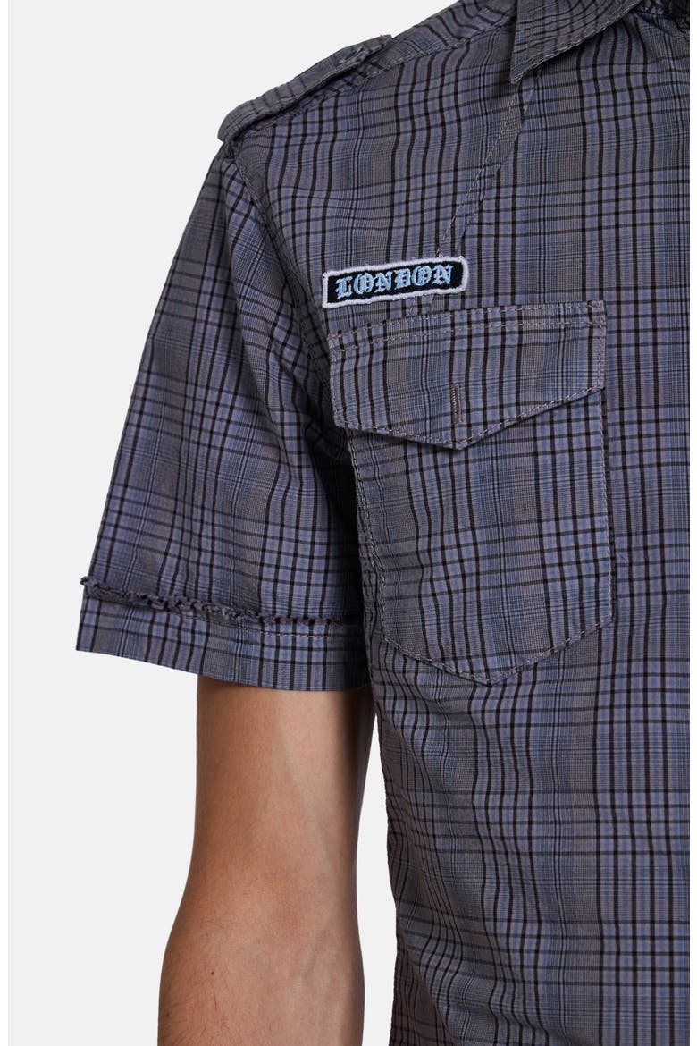 Scout Check Short Sleeve Button-Up Shirt, Alternate, color, GREY